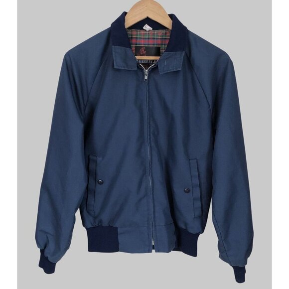 Vintage American Jac Bomber Jacket Mens S Chore Coat Barn Coat Navy Blue - Picture 1 of 8